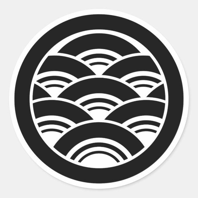 Överlappande vågar i cirkel runt klistermärke (Framsida)