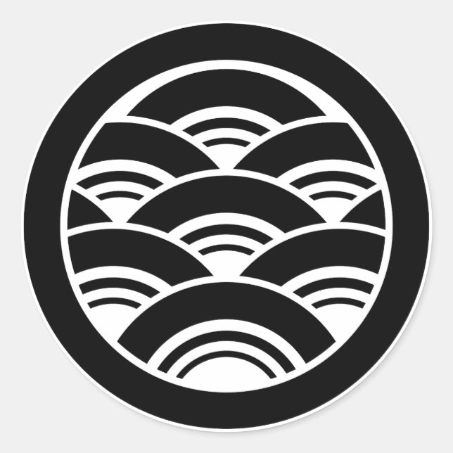 Överlappande vågar i cirkel runt klistermärke (Framsida)