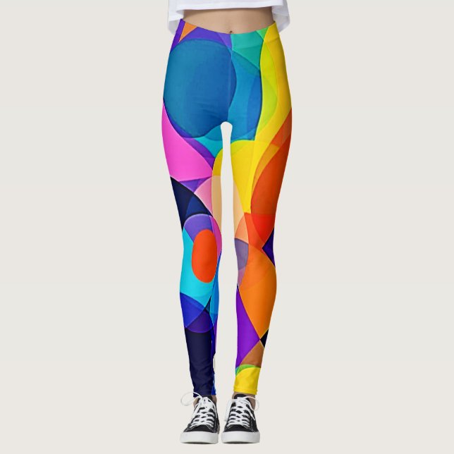 Overlapping Hues: Abstract Fusion Leggings (Framsida)