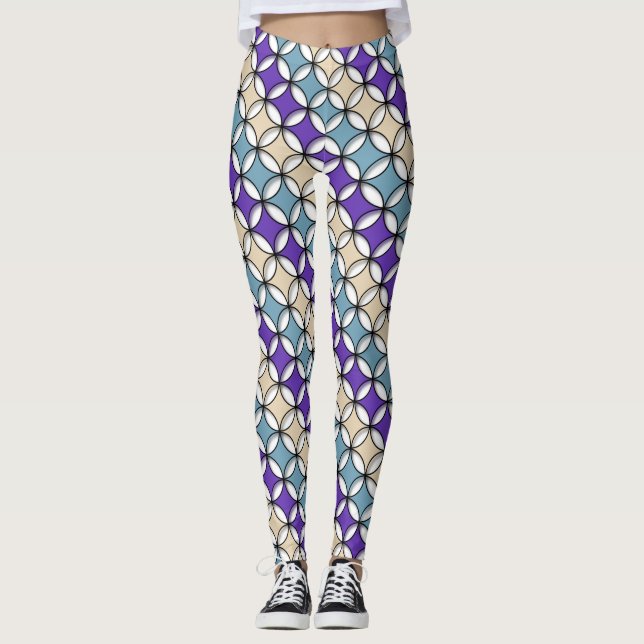 Overlapping Pastel Toned Circles Leggings (Framsida)