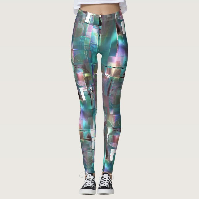 Överlappning av övertoningens grönt och färgad i m leggings (Framsida)