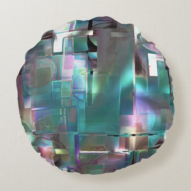 Överlappning av övertoningens grönt och färgad i m rund kudde (Baksidan)