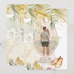 Overlay Pampas Grass PHOTO Bröllop spara datum Datumet