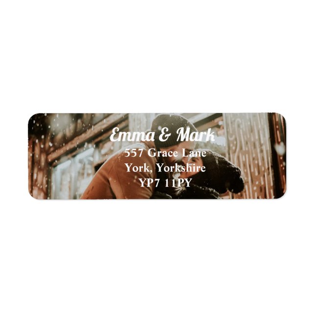 Overlay Photo Bröllop Address Label Returadress Etikett (Framsidan)