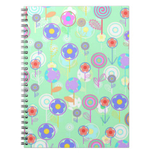 Overlayer blommor anteckningsbok med spiral