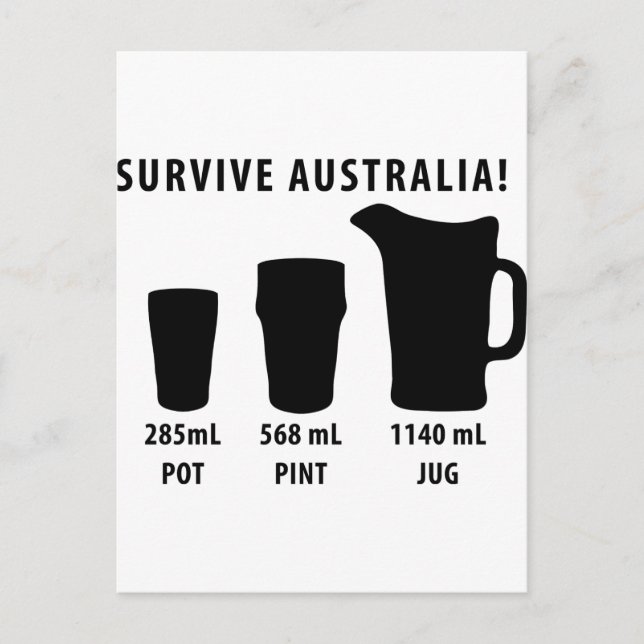 överlev australia - öl vykort (Framsida)