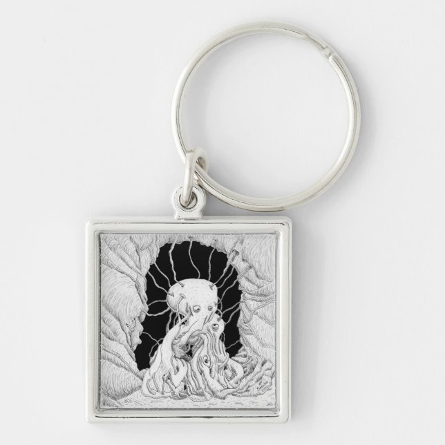 Överleva liv fyrkantig silverfärgad nyckelring (Framsidan)