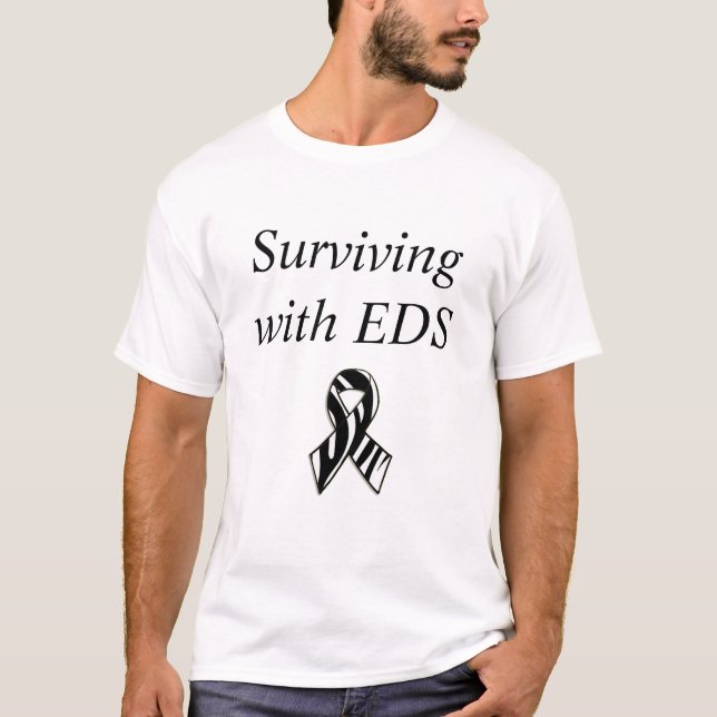 Överleva med EDS Ehlers-Danlos Syndrome Ribbon T Shirt (Framsida)