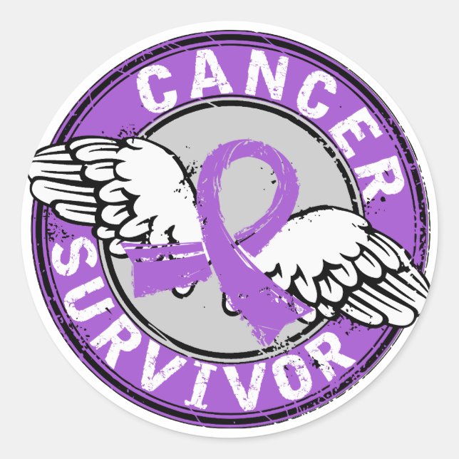 Överlevande 14 Generell cancer Runt Klistermärke (Framsida)