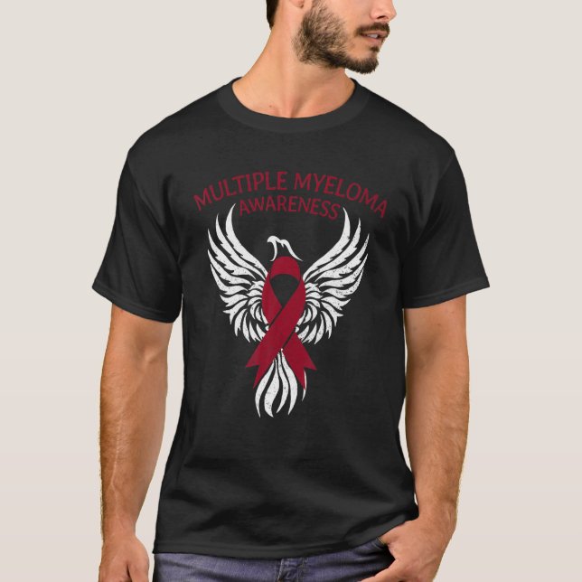 Överlevande Fighter Många Myeloma Awareness Burgun T Shirt (Framsida)