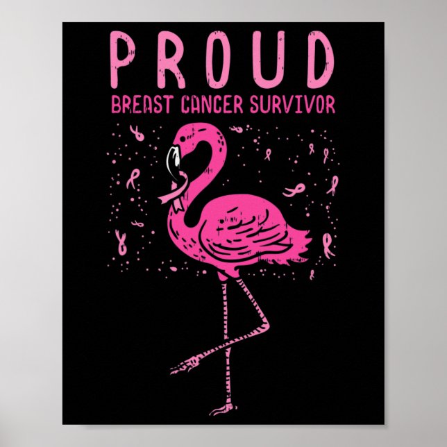 Överlevande Flamingo Rosa Bröstcancer Medvetenhet  Poster (Framsidan)