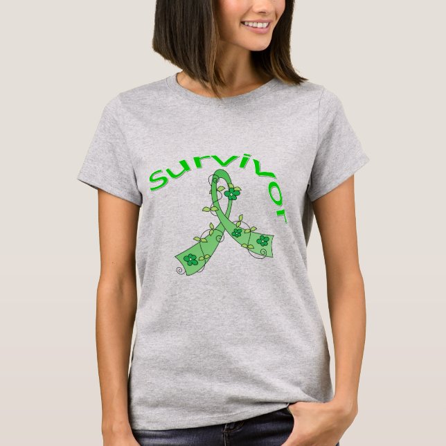 Överlevande Flower Ribbon Traumatic Brain Injury Tee (Framsida)