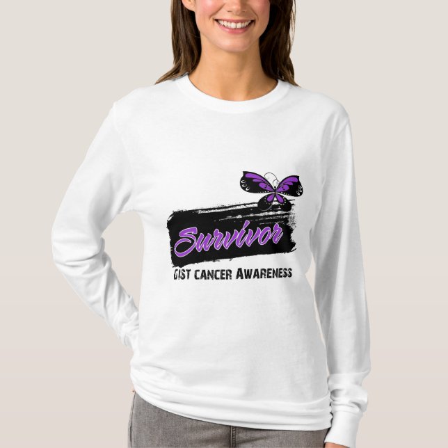 Överlevande för cancer för tatueringfjärilsGIST T-shirt (Framsida)