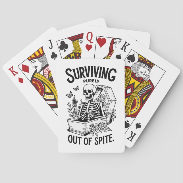 Överlevande rent ut ut från spitat goth Skeleton Casinokort (Baksidan)