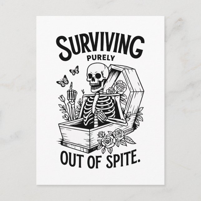 Överlevande rent ut ut från spitat goth Skeleton Helg Vykort (Framsida)