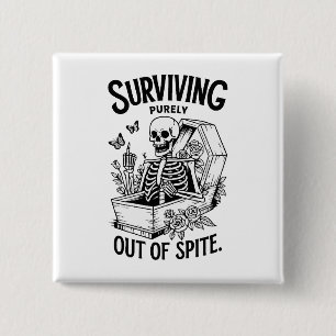 Överlevande rent ut ut från spitat goth Skeleton Knapp