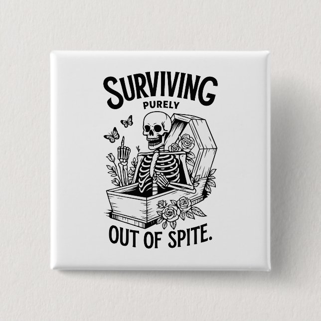 Överlevande rent ut ut från spitat goth Skeleton Knapp (Framsida)