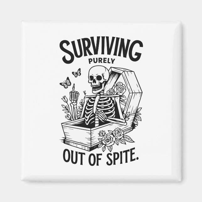 Överlevande rent ut ut från spitat goth Skeleton Magnet (Framsidan)