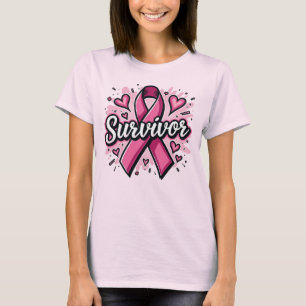 Överlevande Rosa Ribbon Women's Breast Cancer Tee