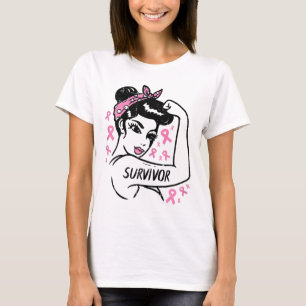 Överlevande Warrior Obrytbar Ribbon Breast Cancer T Shirt