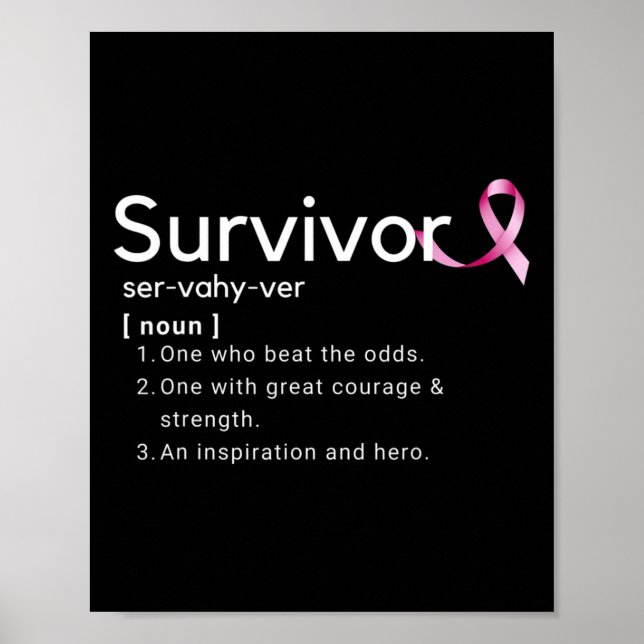 Överlevandedefinition för Bröstcancer överlevande Poster (Framsidan)