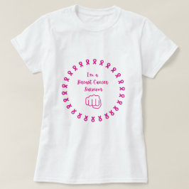 Överlevare av bröstcancer Rosa näve Vit T-shirt