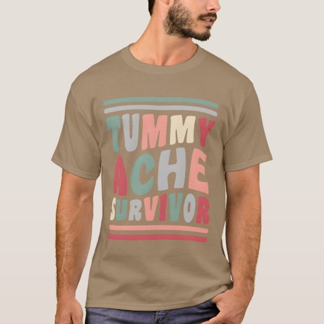 Överlevare av magont 80-tals 70-tals vibe present  t shirt (Framsida)