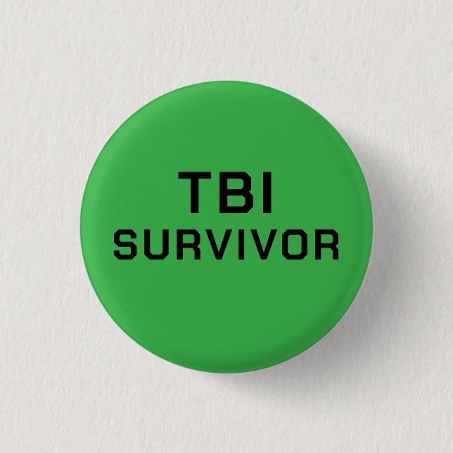 Överlevare av traumatisk hjärnskada TBI Grön Medic Knapp (Framsida)