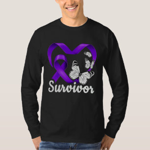överlevare av våld i hemmet lila hjärta fjäril t shirt