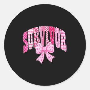 Överlevare Rosa Band Coquette Slöja Bröstcancer Me Runt Klistermärke