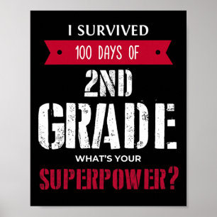 Överlevde 100 dagar av 2:a klass superkraft poster