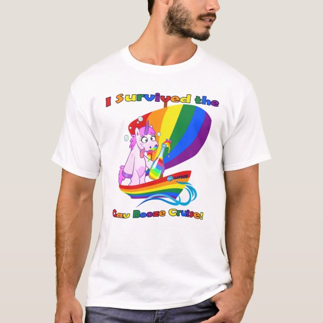 "Överlevde jag den glada spritkryssningen! ", T Shirt (Framsida)