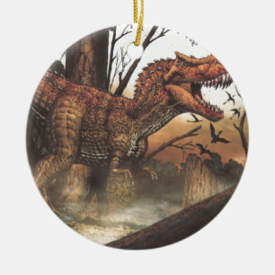 Överlevnad av den starkaste utdödar dinosaur julgransprydnad keramik