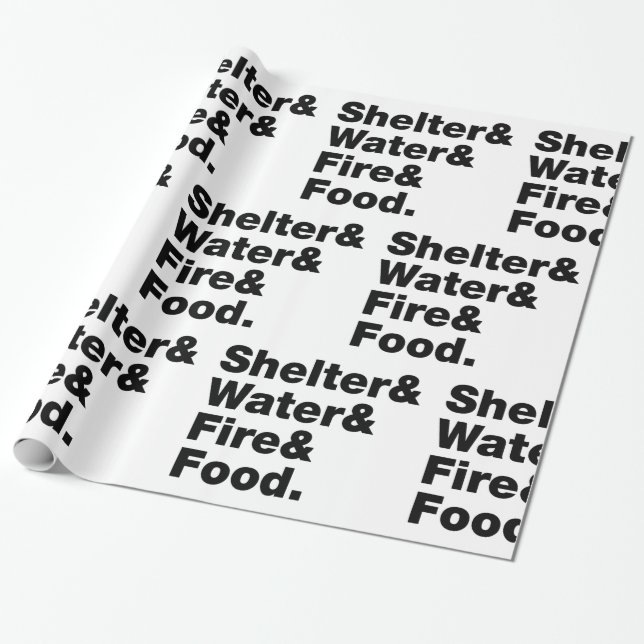 Överlevnad (inkapsling, Vatten och brand och mat) Presentpapper (Utrullad)