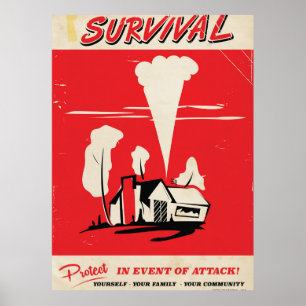 Överlevnad - Vintage Atomic säkerhetsaffisch Poster