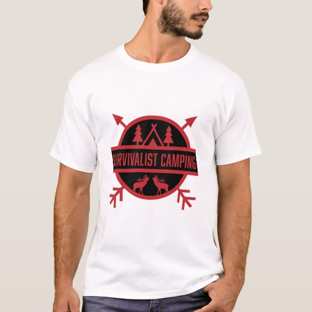 Överlevnadscamping Bushcraft   T Shirt (Framsida)