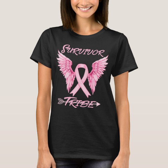 överlevnadstam Breast Cancer Awareness T Shirt (Framsida)