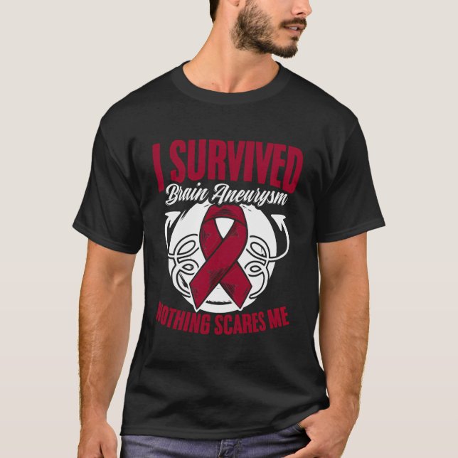 Överlevt Brain Aneurysm Aortic Brain Aneurysm Awar T Shirt (Framsida)