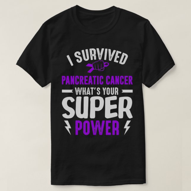 Överlevt pankreascancermedvetenhet Survivor Purp T Shirt (Design framsida)