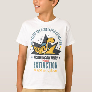 Överlevt Scholastic Cataclysm: Homwork Hero Dino T Shirt
