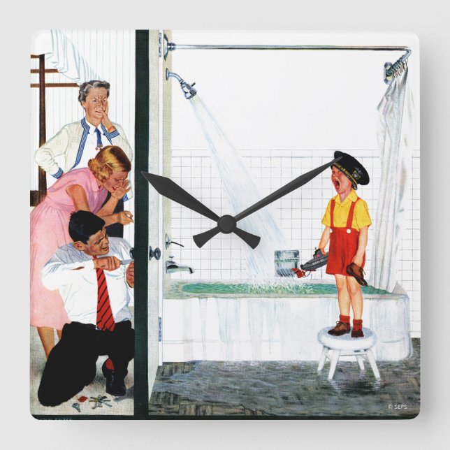 Överlopp badar fyrkantig klocka (Framsida)