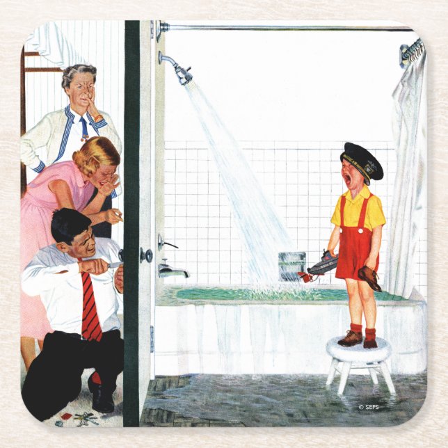 Överlopp badar underlägg papper kvadrat (Framsidan)