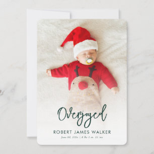 Överlycklig jul baby foto födelse meddelande