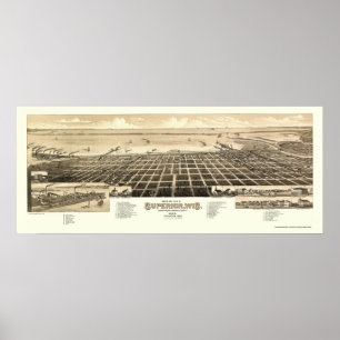 Överman panorama- karta för WI - 1883 Poster