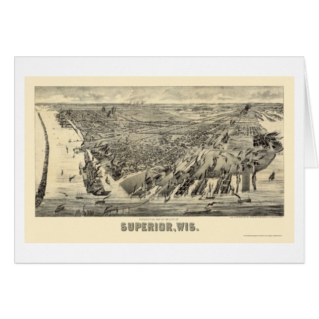 Överman panorama- karta för WI - 1890 Hälsningskort (Framsidan Horizontal)