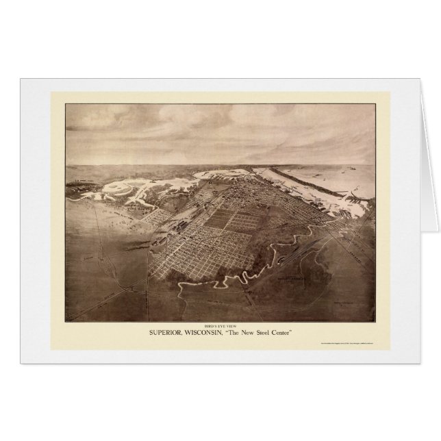 Överman panorama- karta för WI - 1913 Hälsningskort (Framsidan Horizontal)