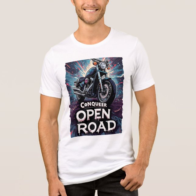 🔥 Övermann Öppen Väg Biker Art Stil T Shirt (Framsida)