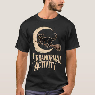 Övernaturlig aktivitet Halloween Svart Katt Halvmå T Shirt