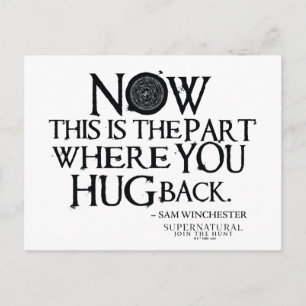 Övernaturlig "Hug Back" Citat Vykort