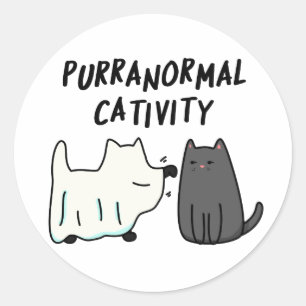Övernaturlig Kattaktivitet Rolig Halloween Katt Sk Runt Klistermärke